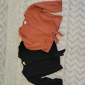 Madewell Texture and Thread Long Sleeve Tie Front Top